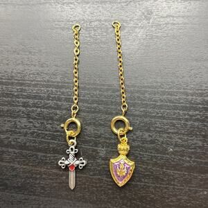 Joan Rivers Charm Faberge Egg W/ Extender Sword Dagger & Shield Set Enamel